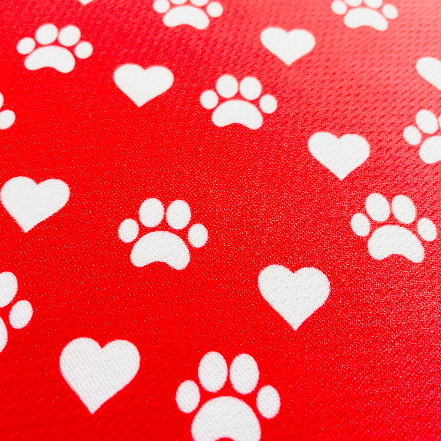 Valentines Day Paw Prints & Hearts Red Tie On Dog Bandana